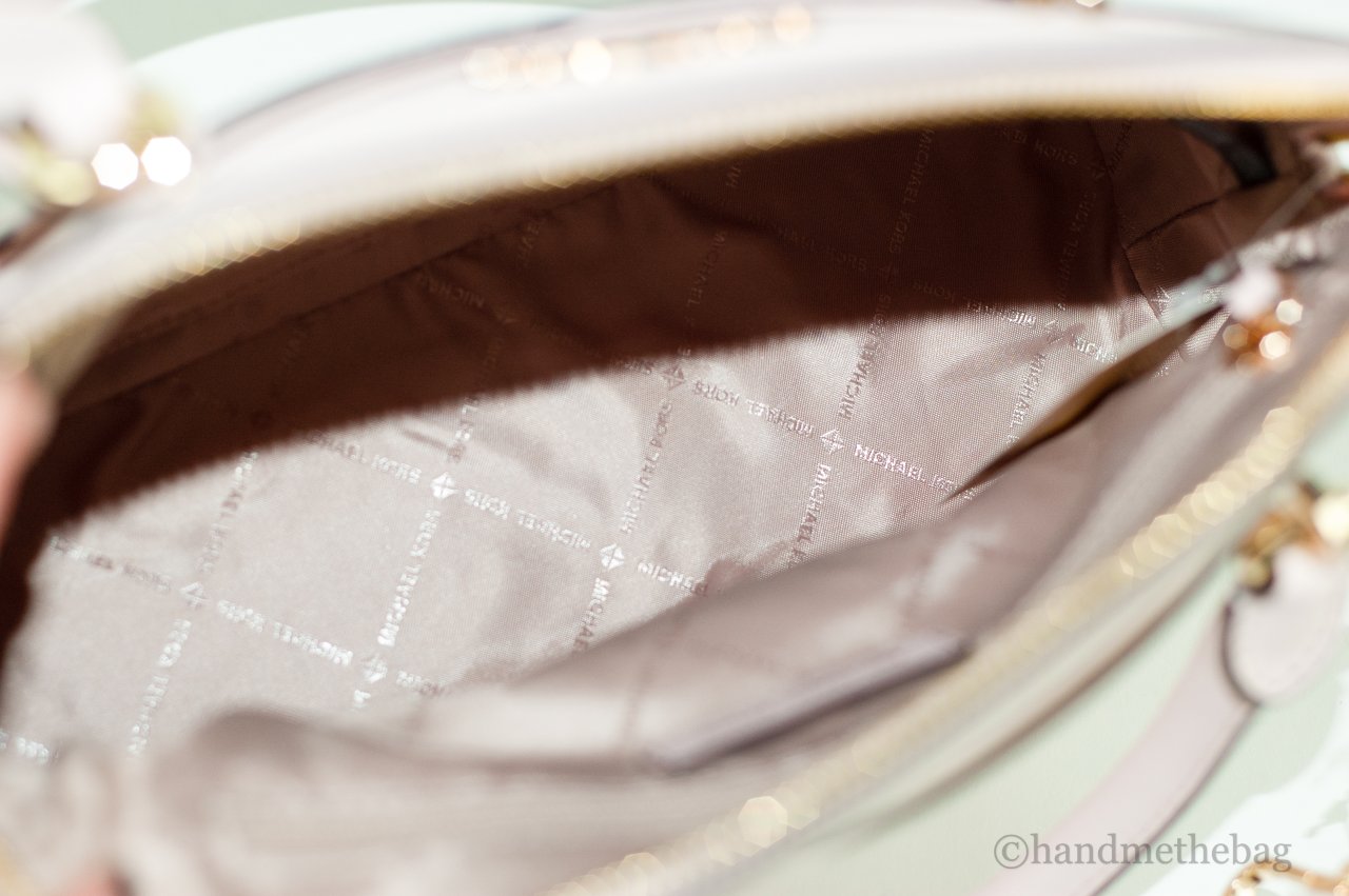 Michael Kors Jet Set Travel Medium Powder Blush Leather Dome X Cross Satchel Bag LadyShow.Store