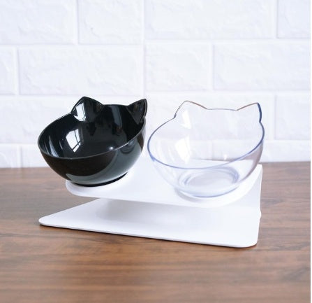 New Inclined Food Cat Ear Oblique Mouth Transparent Single Pet Bowl Pets Fashion
