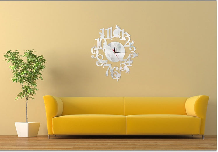 Creative Diy Cat Wall Clock Study Bedroom PearlNestDecor.com