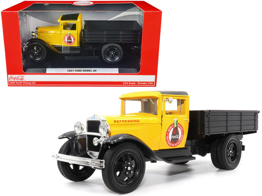 1931 Ford Model AA Pickup Truck Yellow and Black "Drink it Ice Cold for Sparkling Refreshment - Coca-Cola" 1/24 Diecast Model Car by Motor City Classics LuxuryLifeWay Online Store