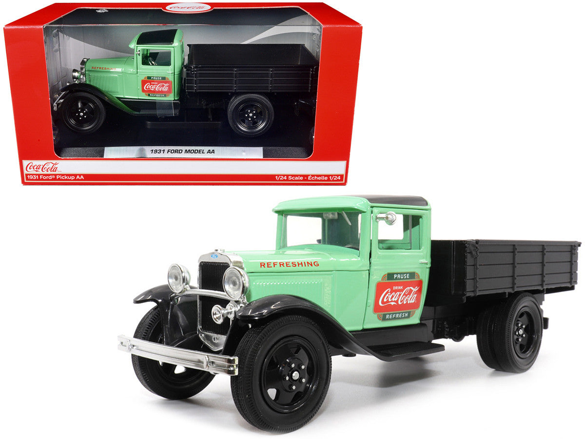 1931 Ford Model AA Pickup Truck Light Green and Black "Pause. Refresh. Drink Coca-Cola" 1/24 Diecast Model Car by Motor City Classics LuxuryLifeWay Online Store