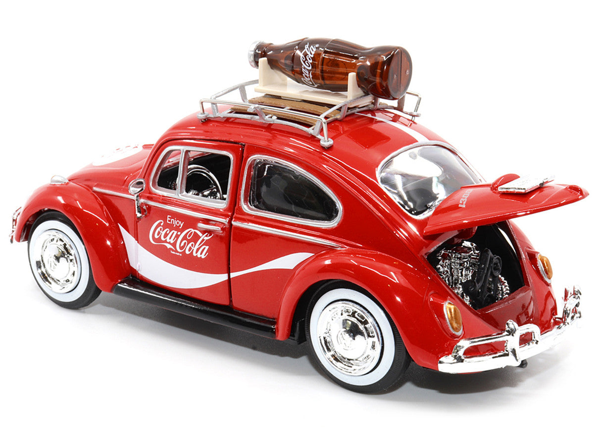 1966 Volkswagen Beetle Red "Enjoy Coca-Cola" with Roof Rack and Accessories 1/24 Diecast Model Car by Motor City Classics LuxuryLifeWay Online Store