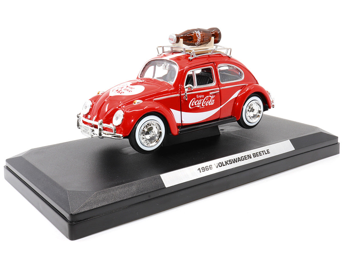 1966 Volkswagen Beetle Red "Enjoy Coca-Cola" with Roof Rack and Accessories 1/24 Diecast Model Car by Motor City Classics LuxuryLifeWay Online Store