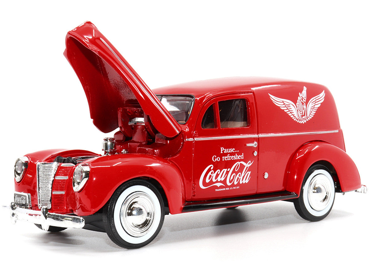 1940 Ford Sedan Cargo Van Red "Pause... Go Refreshed Coca-Cola" with Vending Machine Accessory 1/24 Diecast Model Car by Motor City Classics LuxuryLifeWay Online Store