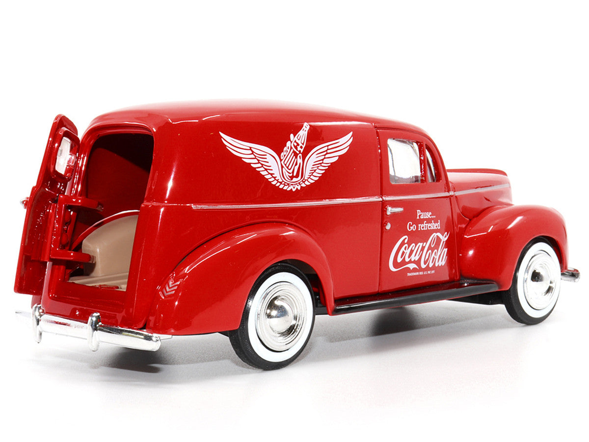 1940 Ford Sedan Cargo Van Red "Pause... Go Refreshed Coca-Cola" with Vending Machine Accessory 1/24 Diecast Model Car by Motor City Classics LuxuryLifeWay Online Store