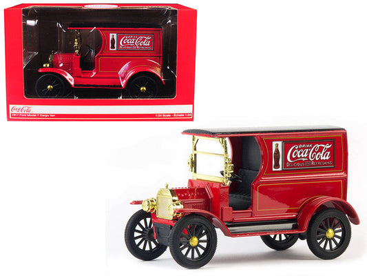 1917 Ford Model T Cargo Van "Coca-Cola" Red with Black Top 1/24 Diecast Model Car by Motorcity Classics LuxuryLifeWay Online Store