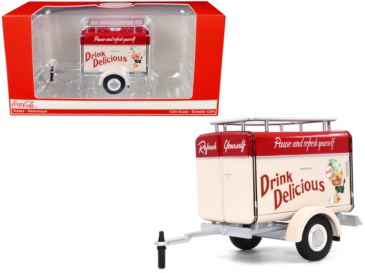 Travel Trailer Cream with Red Top "Pause and Refresh Yourself Drink Delicious Coca-Cola" 1/24 Diecast Model Car by Motor City Classics LuxuryLifeWay Online Store
