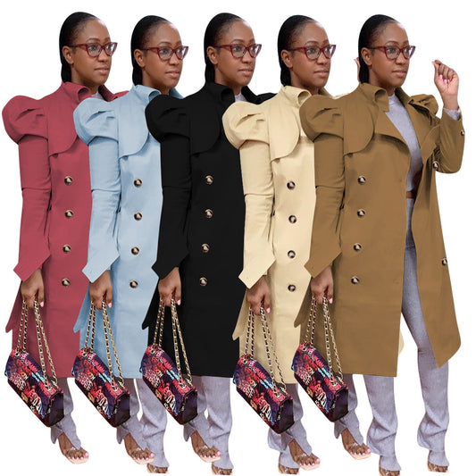 Pure Color All-match Long Trench Coat Women's Clothing Best YouTube Store