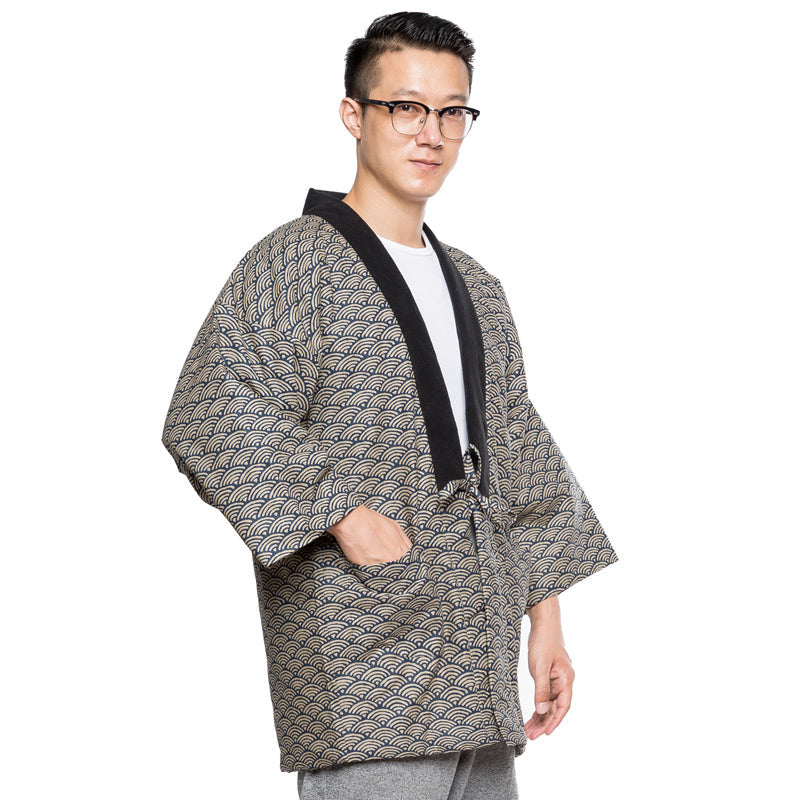 Japanese Men's Winter Kimono Cotton Jackets Halloween Coustume Japanese Samura Warm Cotton Kimono Coat Indoor Outdoor Kimono Coat Traditional Japanese Kimono For Men Lightweight & Warm Kimono NorixaFashion.com