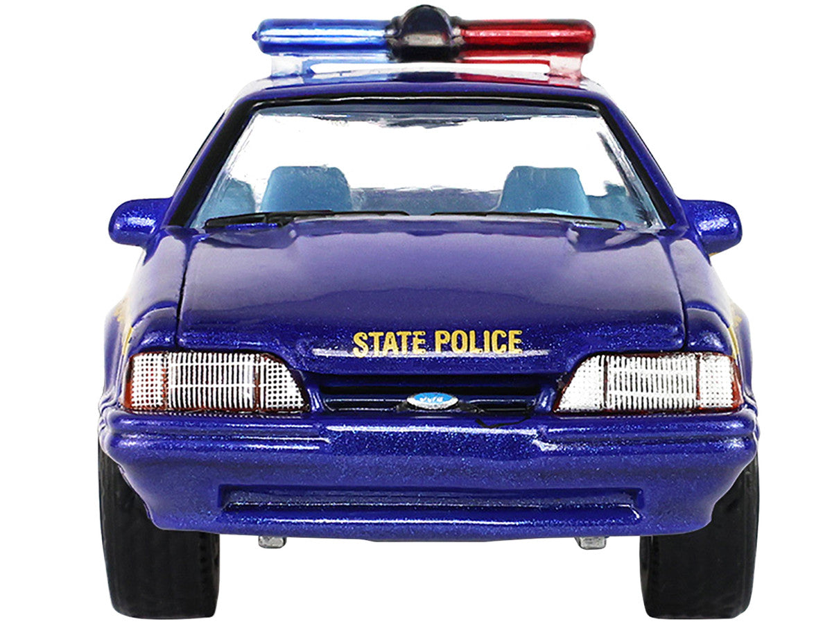 1988 Ford Mustang "New York State Police" Blue with Yellow Stripes and Blue Interior "Hot Pursuit" Series 8 1/64 Diecast Model Car by Greenlight LuxuryLifeWay Online Store