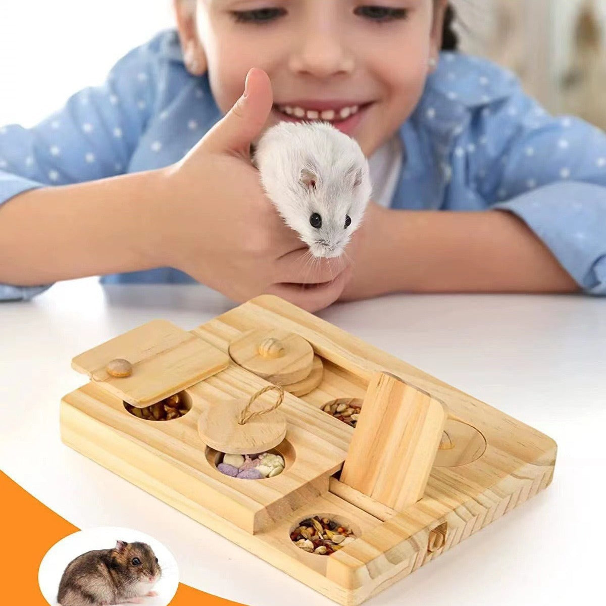 Wooden Hamster Feeder Household Feeding Snack Dispenser Pets Fashion