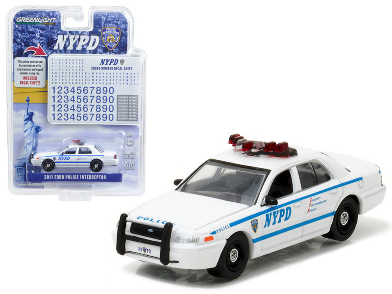 2011 Ford Crown Victoria Police New York Police Department (NYPD) with NYPD Squad Number Decal Sheet Hobby Exclusive 1/64 Diecast Model Car by Greenlight LuxuryLifeWay Online Store