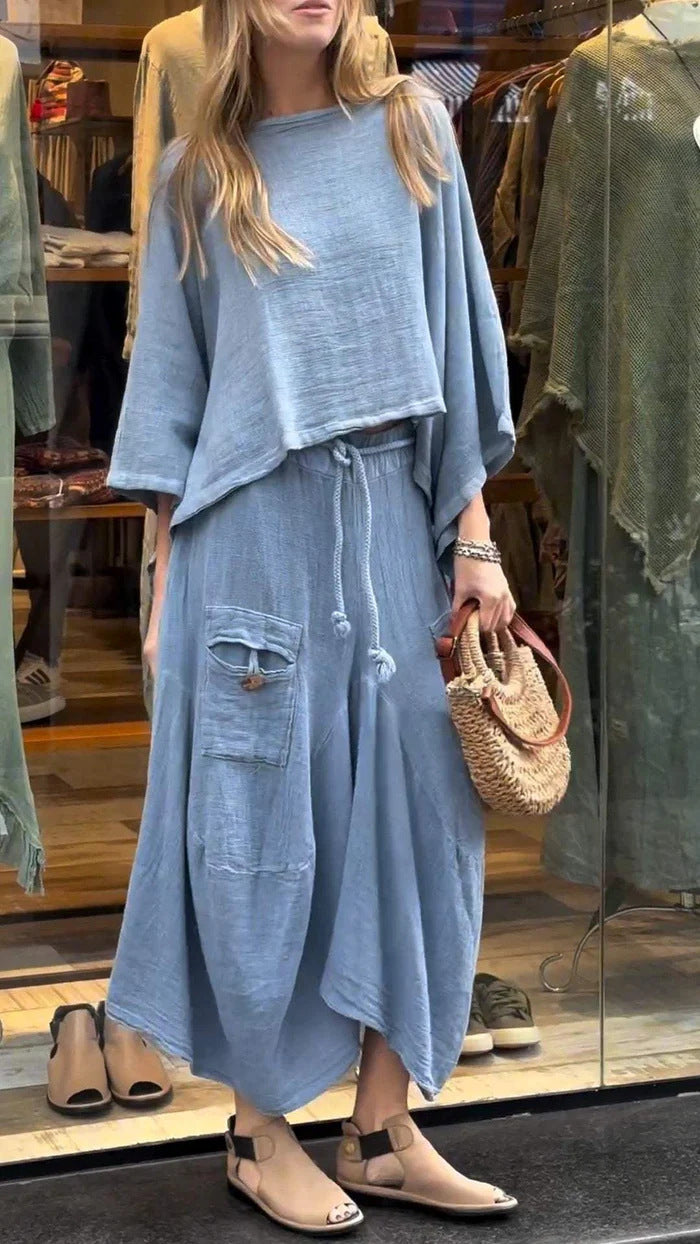 Casual Solid Color Loose Dress Two-piece Suit LadyShow.Store