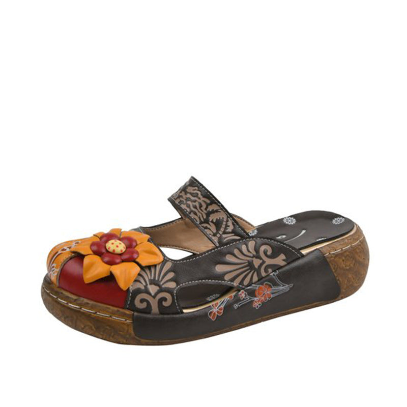 European And American Summer Thick Bottom Flat Bottom Color Matching Candy Color Ladies Toe Sandals LadyShow.Store
