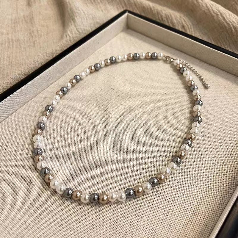 Womens Mixed-Color Glass Pearl Necklace Jewelry Best YouTube Store