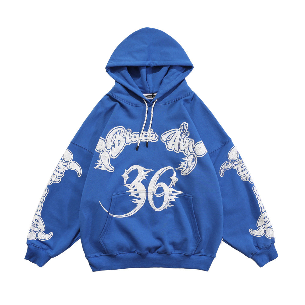 Letter Print Hooded Sweatshirt Men's Loose Long Sleeve Top