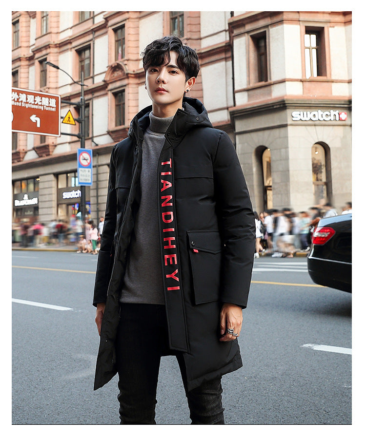 2019 Winter Stylish Long Hooded Cotton Jacket for Men Pi-Mart