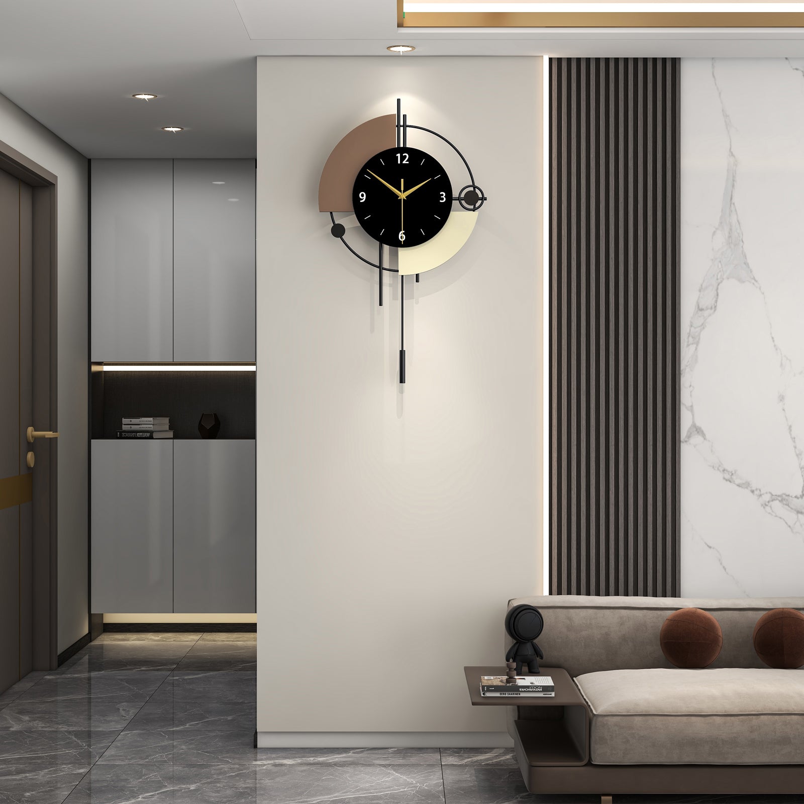 Modern Metal Wall Clock Decorative Pendulum Home Decor PearlNestDecor.com