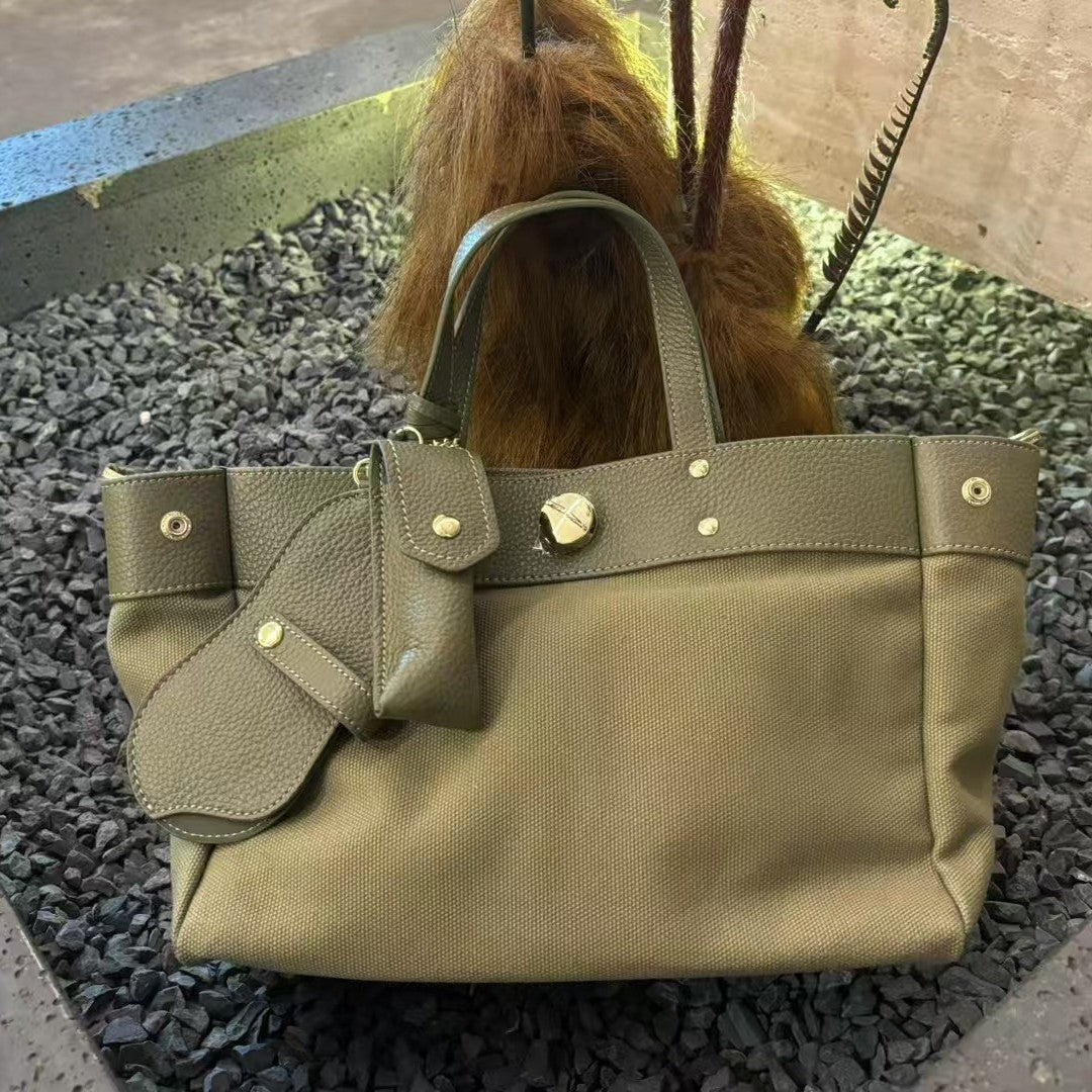 Textured Cowhide High Canvas Loose Crossbody Bag LadyShow.Store