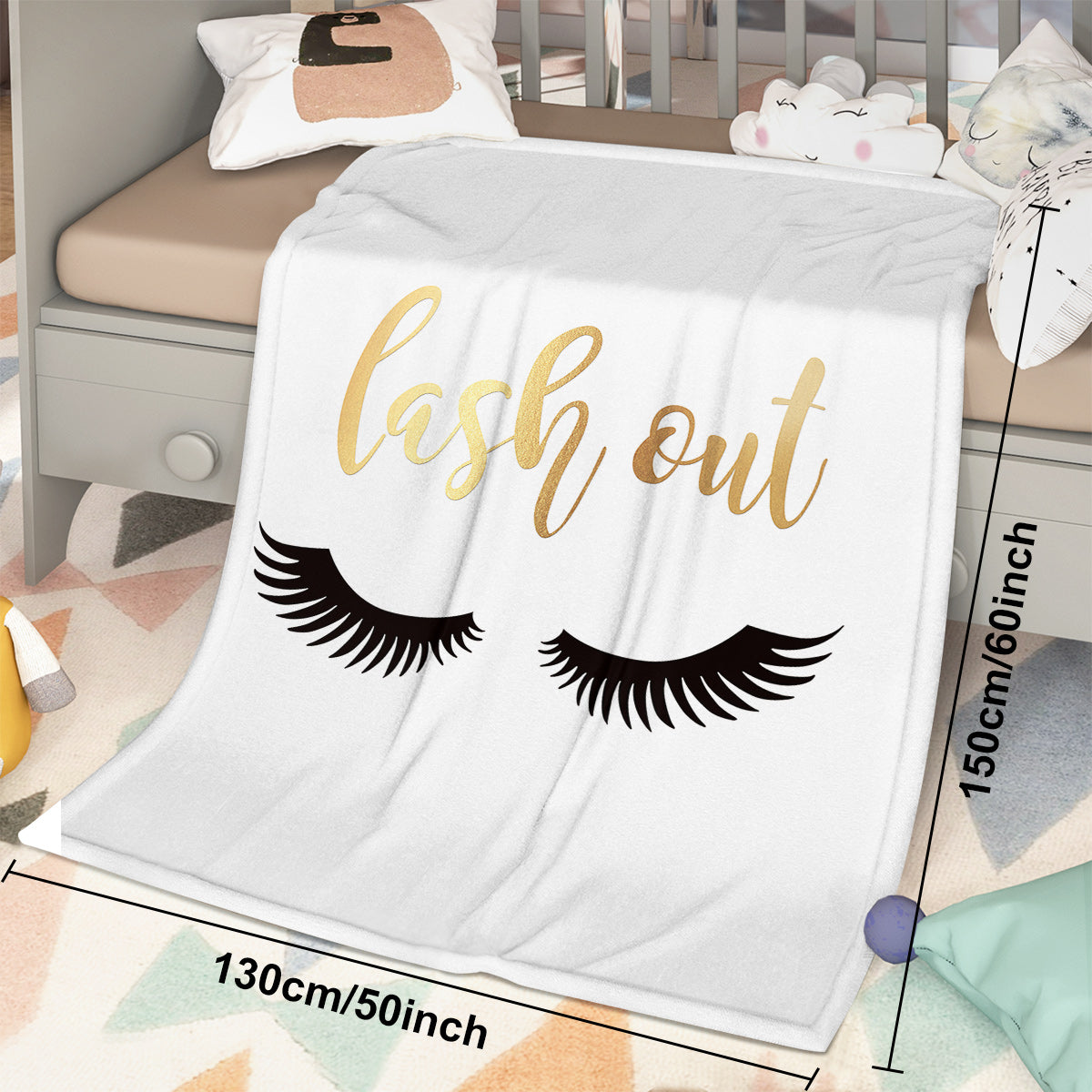 Long Eyelashes Printed Throw Blanket Plush Fluffy Flannel Fleece Blanket Soft Throws For Sofa Couch And Bed 30x40 50x60 60x80 PearlNestDecor.com