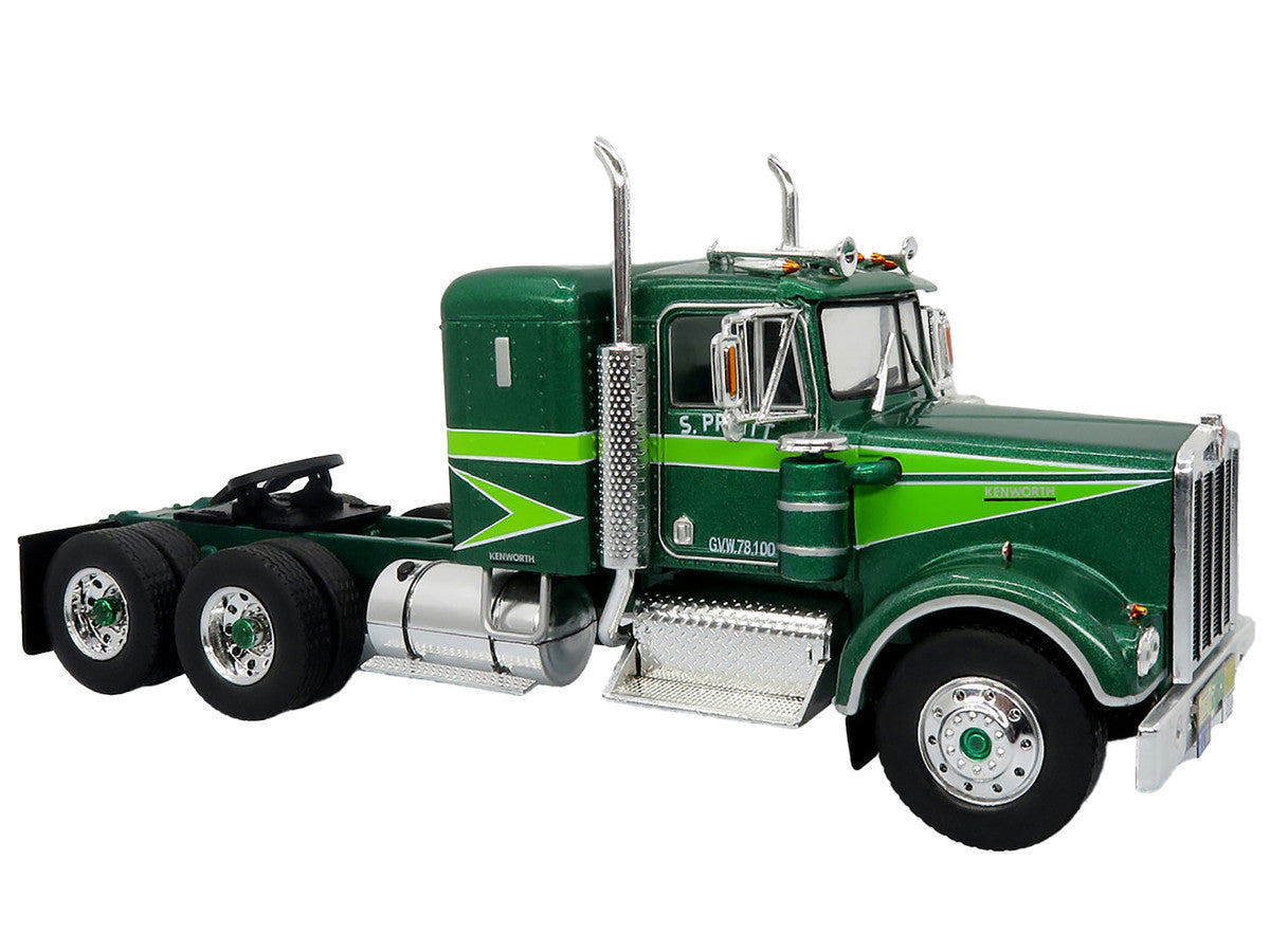 1976 Kenworth W900A Tractor with Dry Goods Trailer Green Metallic with Light Green Graphics "Vintage Heavy Haul Truck Collection" 1/43 Diecast Model by Iconic Replicas LuxuryLifeWay Online Store