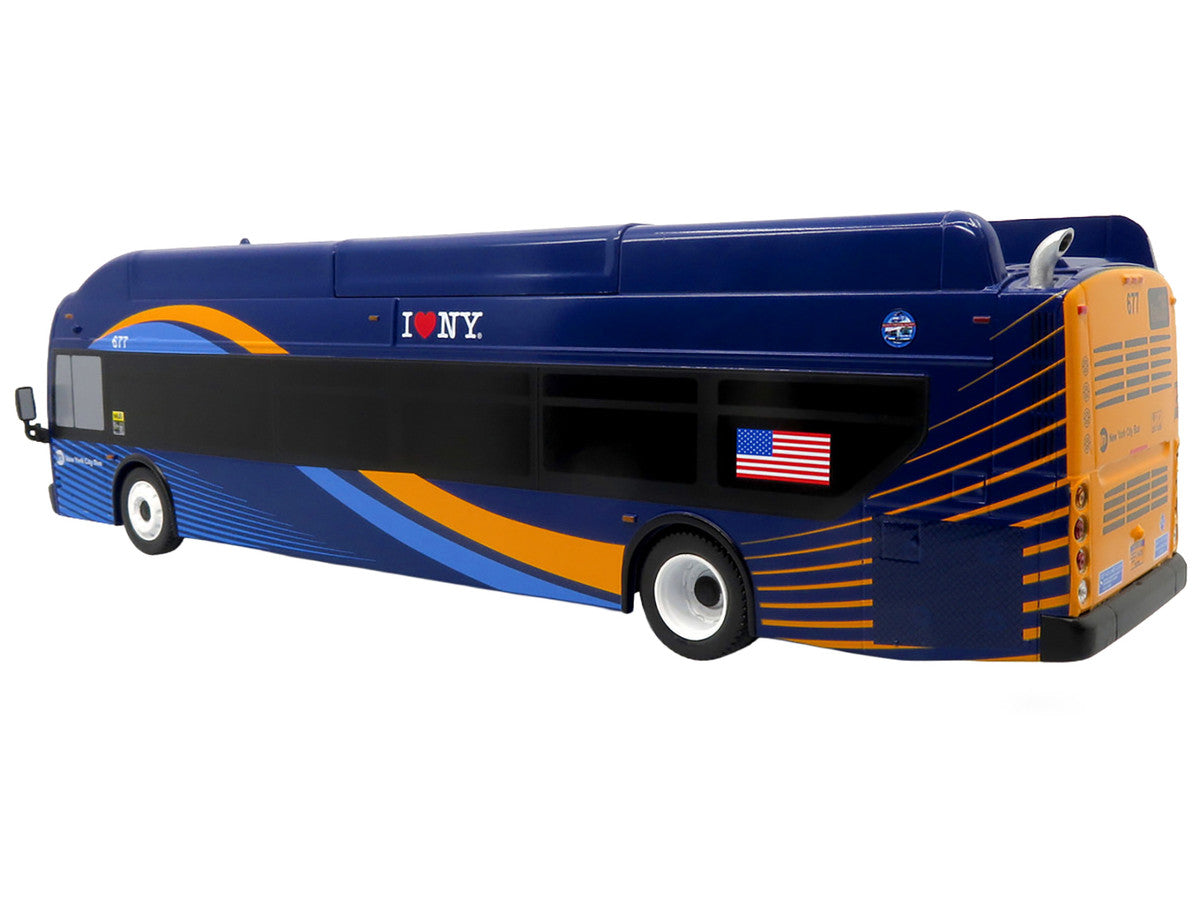 New Flyer Xcelsior Transit Bus Bank "MTA New York City" Blue with Graphics "The Bus & Motorcoach Collection" Limited Edition to 504 Pieces Worldwide 1/43 Model by Iconic Replicas LuxuryLifeWay Online Store