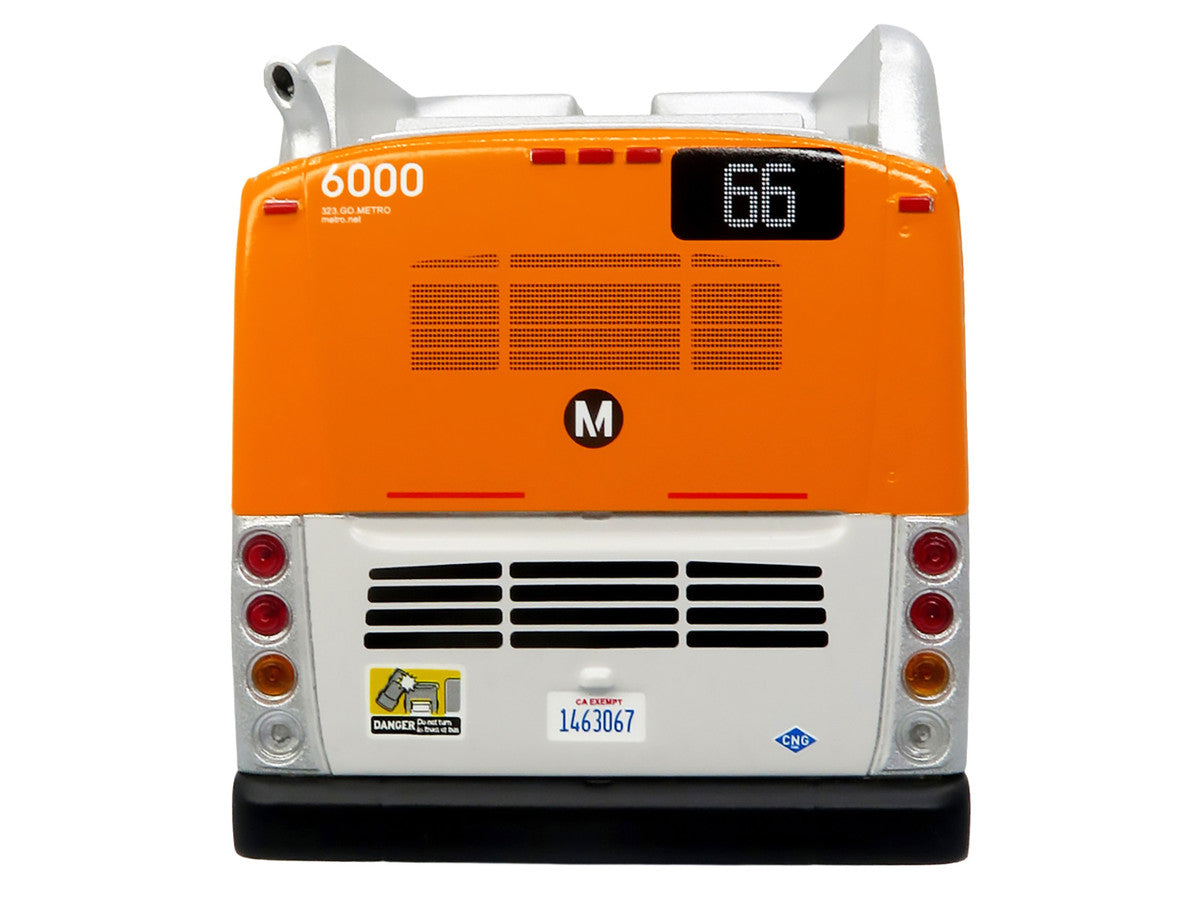 New Flyer Xcelsior Transit Bus Bank "Los Angeles Metro" Orange and Silver "The Bus & Motorcoach Collection" Limited Edition to 504 Pieces Worldwide 1/43 Model by Iconic Replicas LuxuryLifeWay Online Store