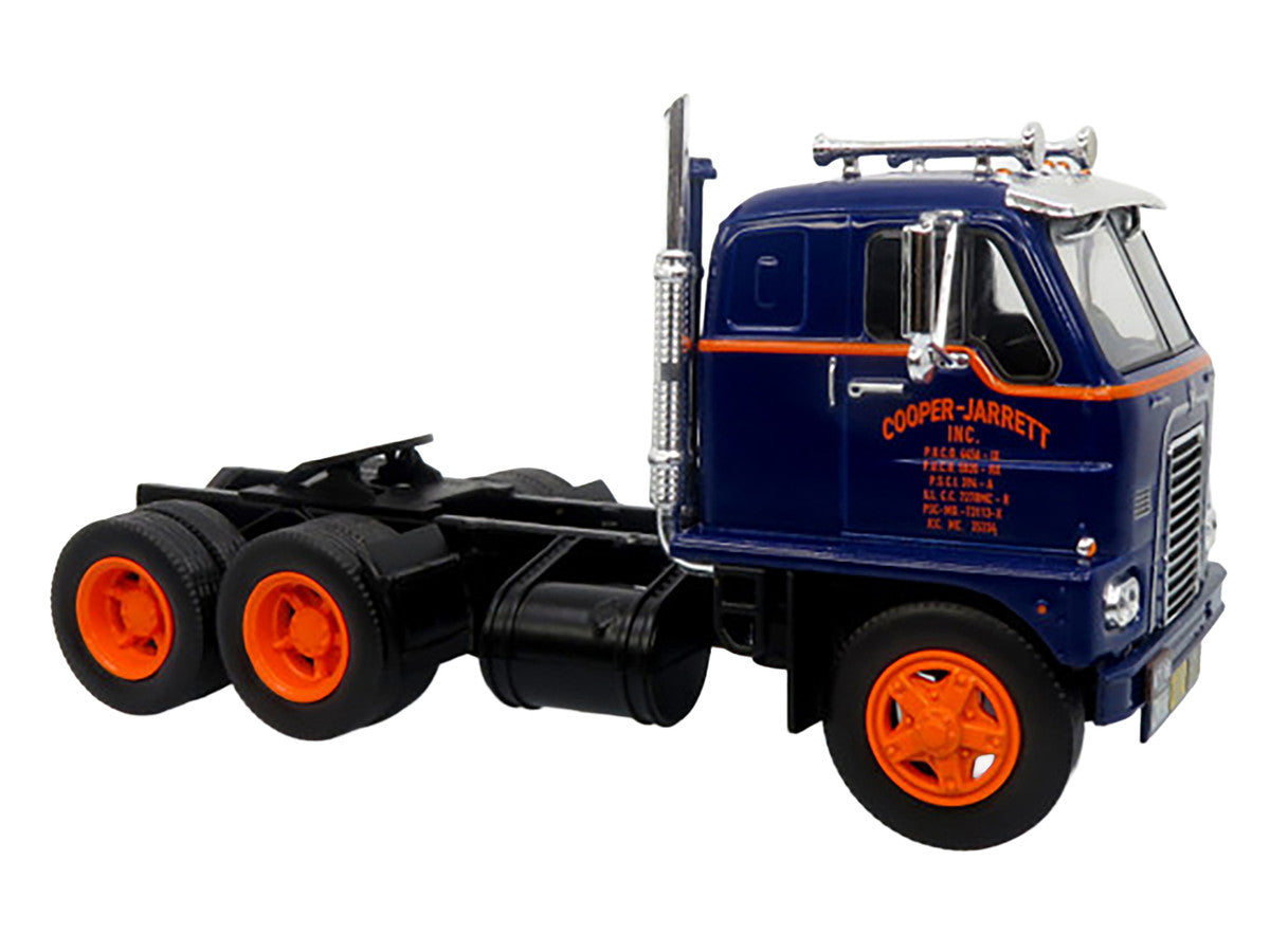 1959 International DCOF-405 Truck with Box Trailer "Cooper Jarrett Inc." Dark Blue with Orange Stripes "North American Vintage Truck Collection" 1/43 Diecast Model by Iconic Replicas LuxuryLifeWay Online Store