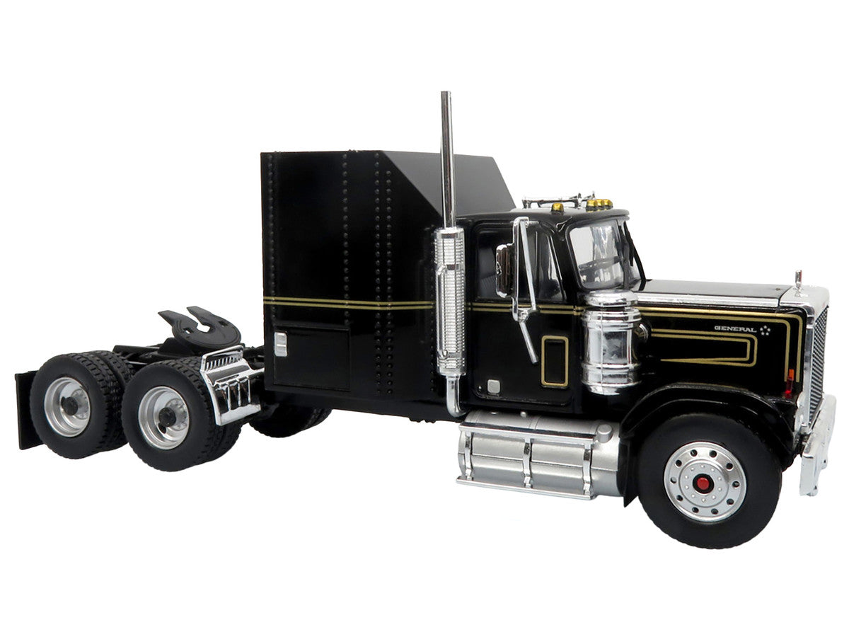 1980 GMC General Truck with Box Trailer Black with Gold Stripes and 1982 Pontiac Firebird Trans Am Black "Knight Set" "North American Vintage Truck Collection" Limited Edition to 252 pieces Worldwide 1/43 Diecast Model by Iconic Replicas LuxuryLifeWay Online Store