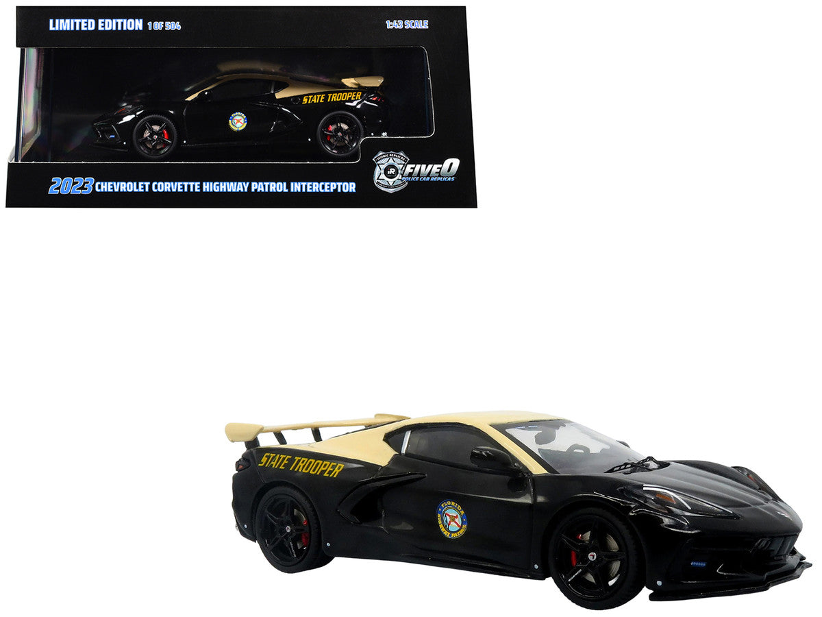 2023 Chevrolet Corvette C8 Stingray Police Interceptor "Florida Highway Patrol (FHP)" Black with Cream Top 1/43 Diecast Model by Iconic Replicas LuxuryLifeWay Online Store