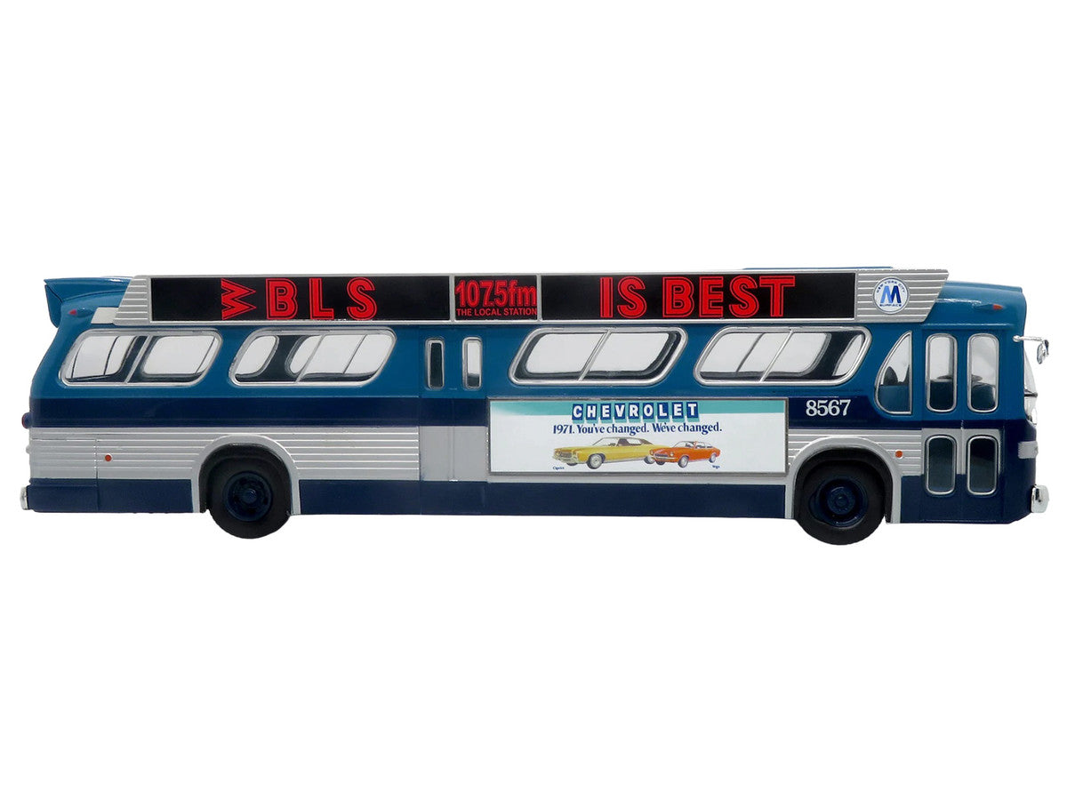 1963 GM TDH-5303 Transit Bus "MTA New York City Surface Transit" Blue Two-Tone with Graphics "The Bus & Motorcoach Collection" Limited Edition to 504 pieces Worldwide  1/43 Plastic Model by Iconic Replicas LuxuryLifeWay Online Store