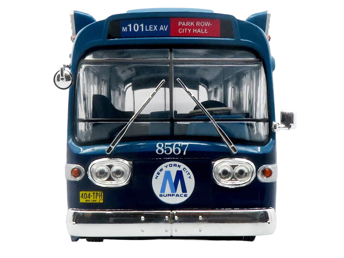 1963 GM TDH-5303 Transit Bus "MTA New York City Surface Transit" Blue Two-Tone with Graphics "The Bus & Motorcoach Collection" Limited Edition to 504 pieces Worldwide  1/43 Plastic Model by Iconic Replicas LuxuryLifeWay Online Store