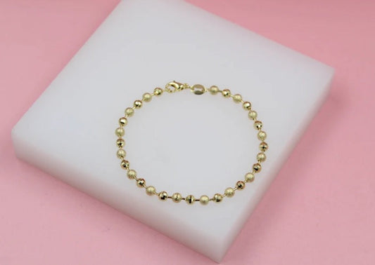 18K Gold Filled Shiny Textured Ball Bracelet (I441) LuxuryLifeWay Online Store