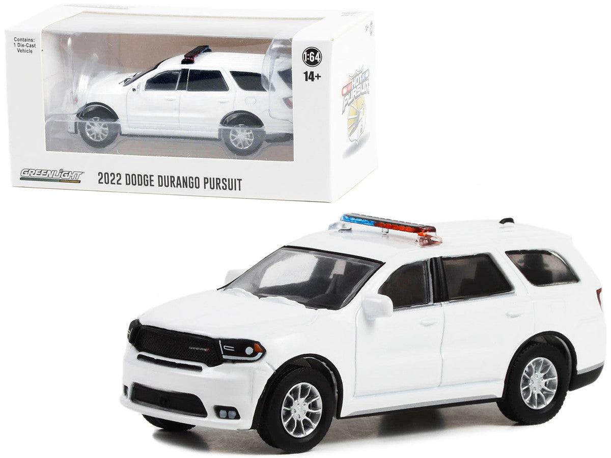 2022 Dodge Durango Pursuit Police Car with Lights White "Hot Pursuit" "Hobby Exclusive" Series 1/64 Diecast Model Car by Greenlight LuxuryLifeWay Online Store