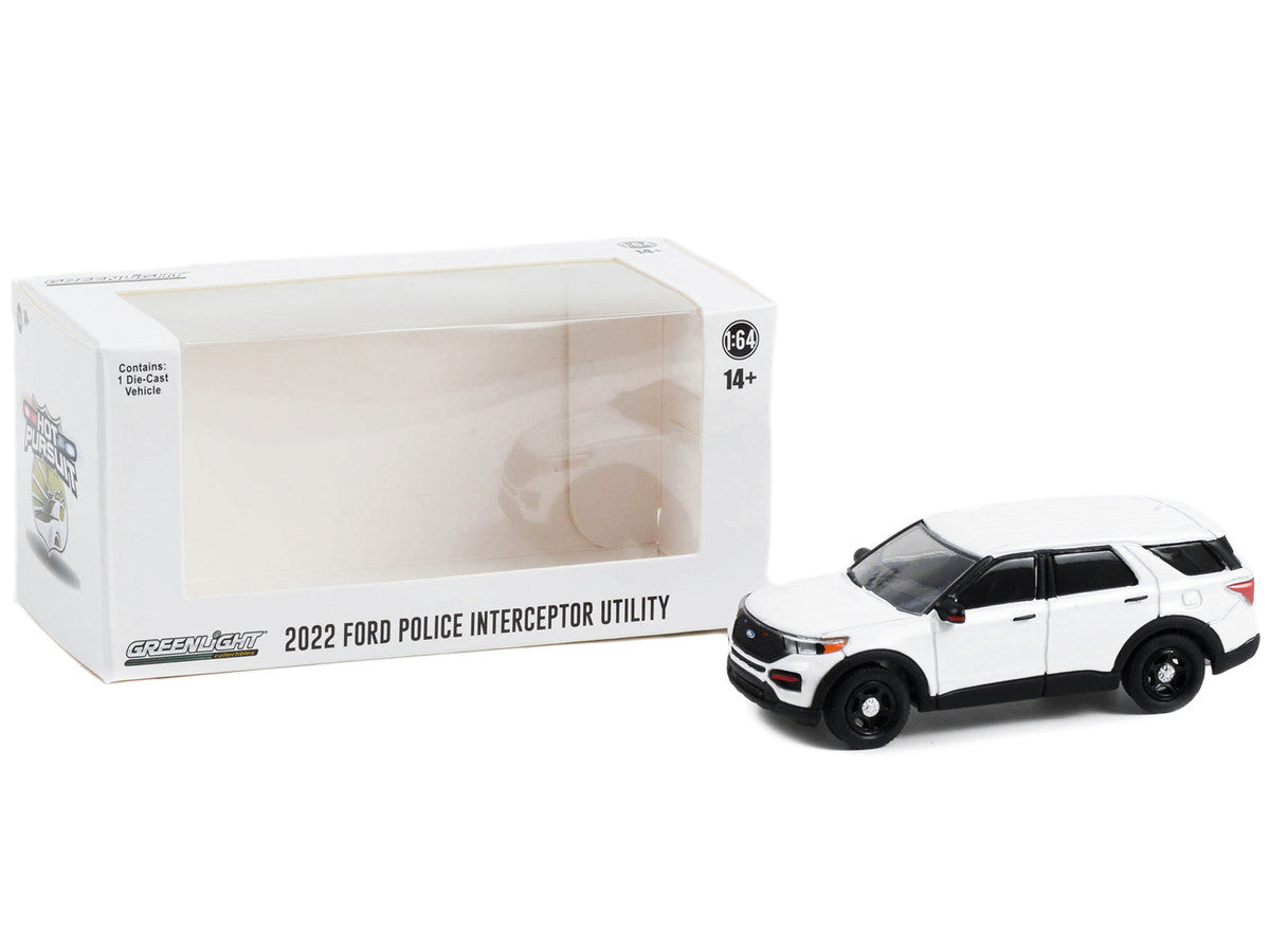 2022 Ford Police Interceptor Utility White "Hot Pursuit" "Hobby Exclusive" Series 1/64 Diecast Model Car by Greenlight LuxuryLifeWay Online Store