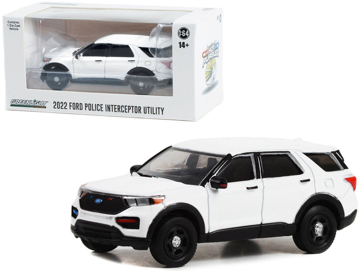 2022 Ford Police Interceptor Utility White "Hot Pursuit" "Hobby Exclusive" Series 1/64 Diecast Model Car by Greenlight LuxuryLifeWay Online Store
