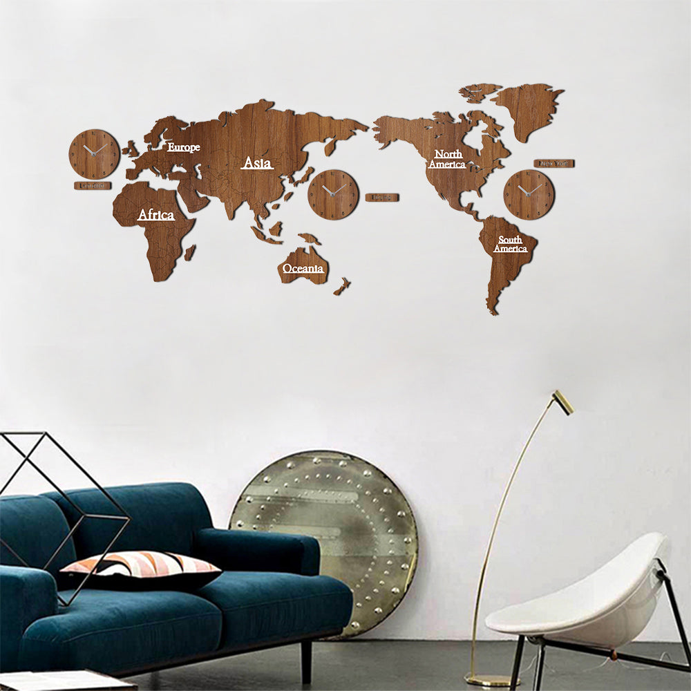 Wooden creative wall clock 3d PearlNestDecor.com