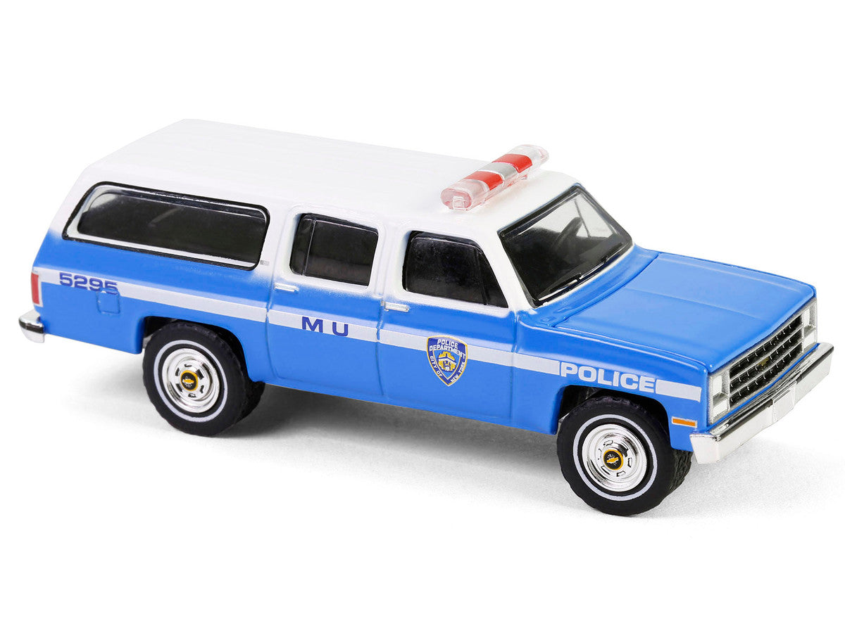 1990 Chevrolet Suburban K2500 Scottsdale "NYPD (New York City Police Department)" Blue with White Top "Hot Pursuit" Series 46 1/64 Diecast Model Car by Greenlight LuxuryLifeWay Online Store
