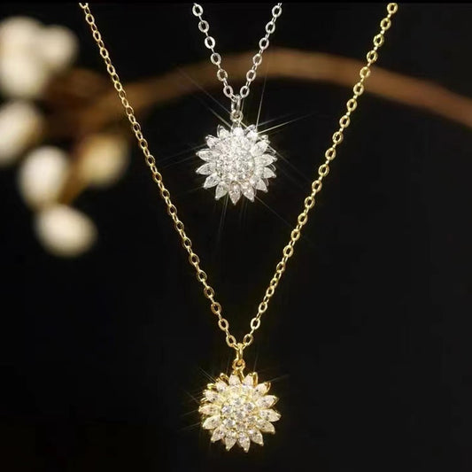 Rotatable Sunflower Necklace Full Of Diamonds CJD2