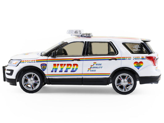 2016 Ford Police Interceptor Utility "New York Police Department (NYPD) Pride Livery" White with Rainbow Stripes "Hot Pursuit" Series 47 1/64 Diecast Model Car by Greenlight LuxuryLifeWay Online Store