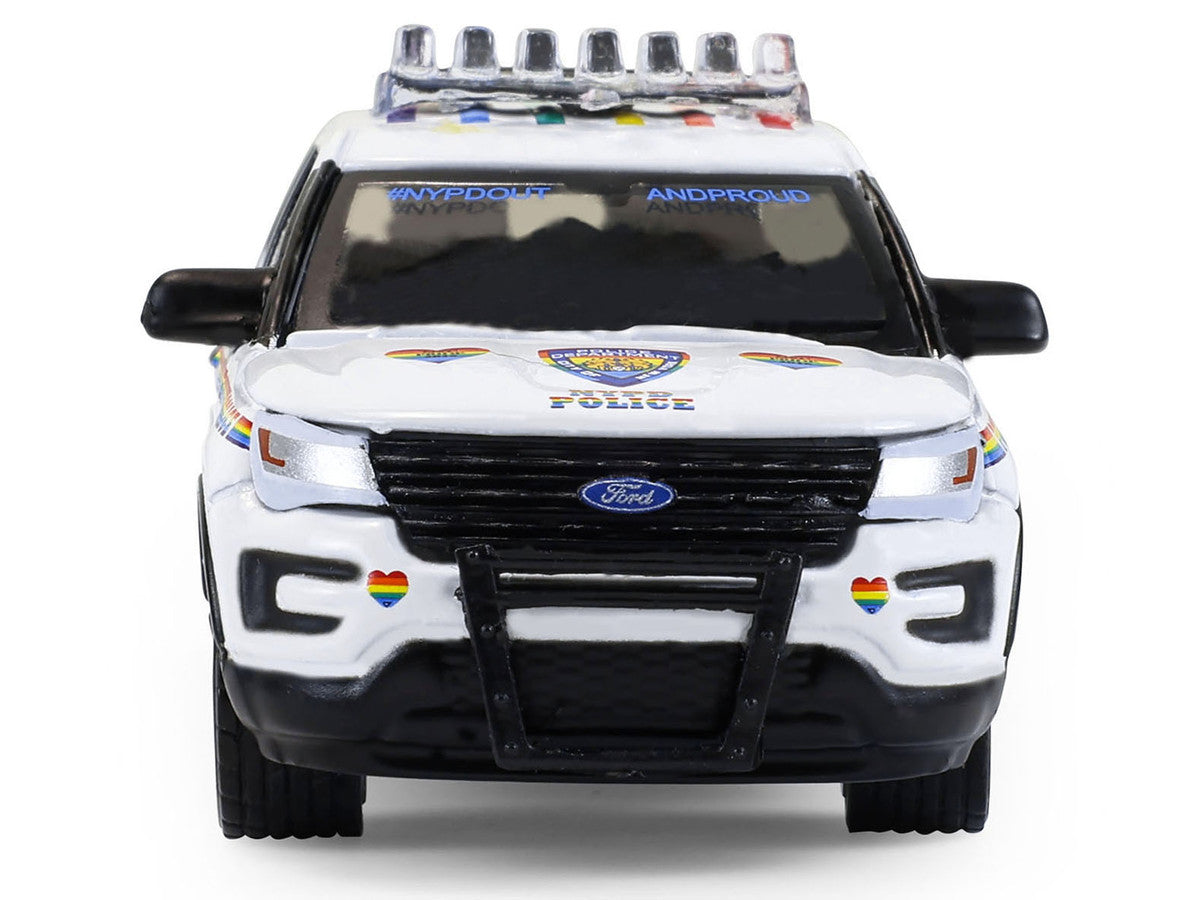 2016 Ford Police Interceptor Utility "New York Police Department (NYPD) Pride Livery" White with Rainbow Stripes "Hot Pursuit" Series 47 1/64 Diecast Model Car by Greenlight LuxuryLifeWay Online Store