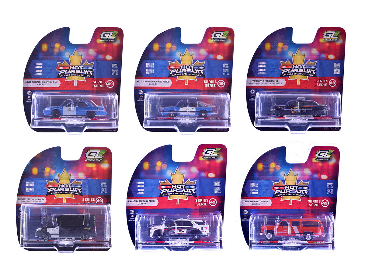 "Hot Pursuit - Canada Special Edition" Set of 6 Police Cars 1/64 Diecast Model Cars by Greenlight LuxuryLifeWay Online Store