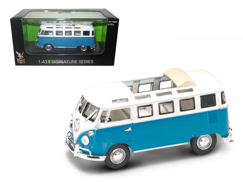 1962 Volkswagen Microbus Van Bus Blue With Open Roof 1/43 Diecast Car by Road Signature LuxuryLifeWay Online Store
