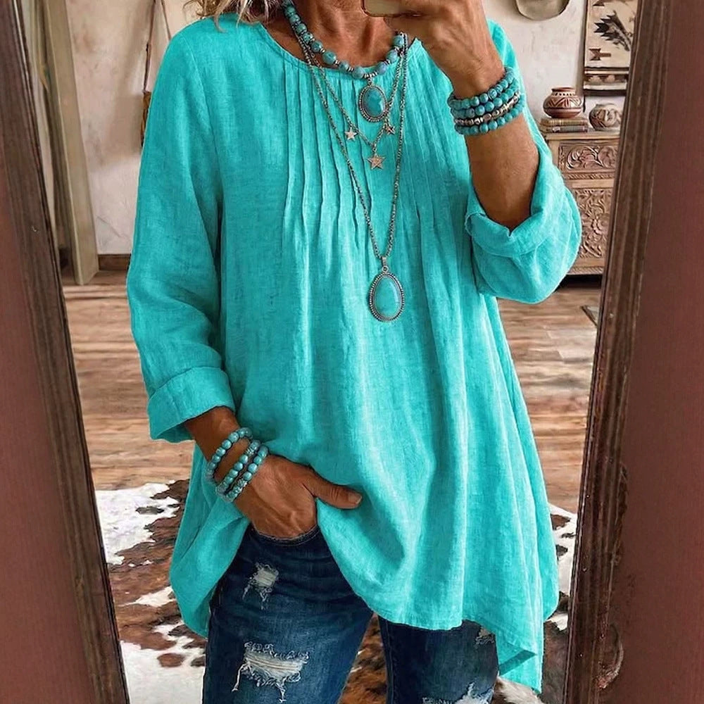 Womens Casual Crew-neck Long-sleeve Top NorixaFashion.com