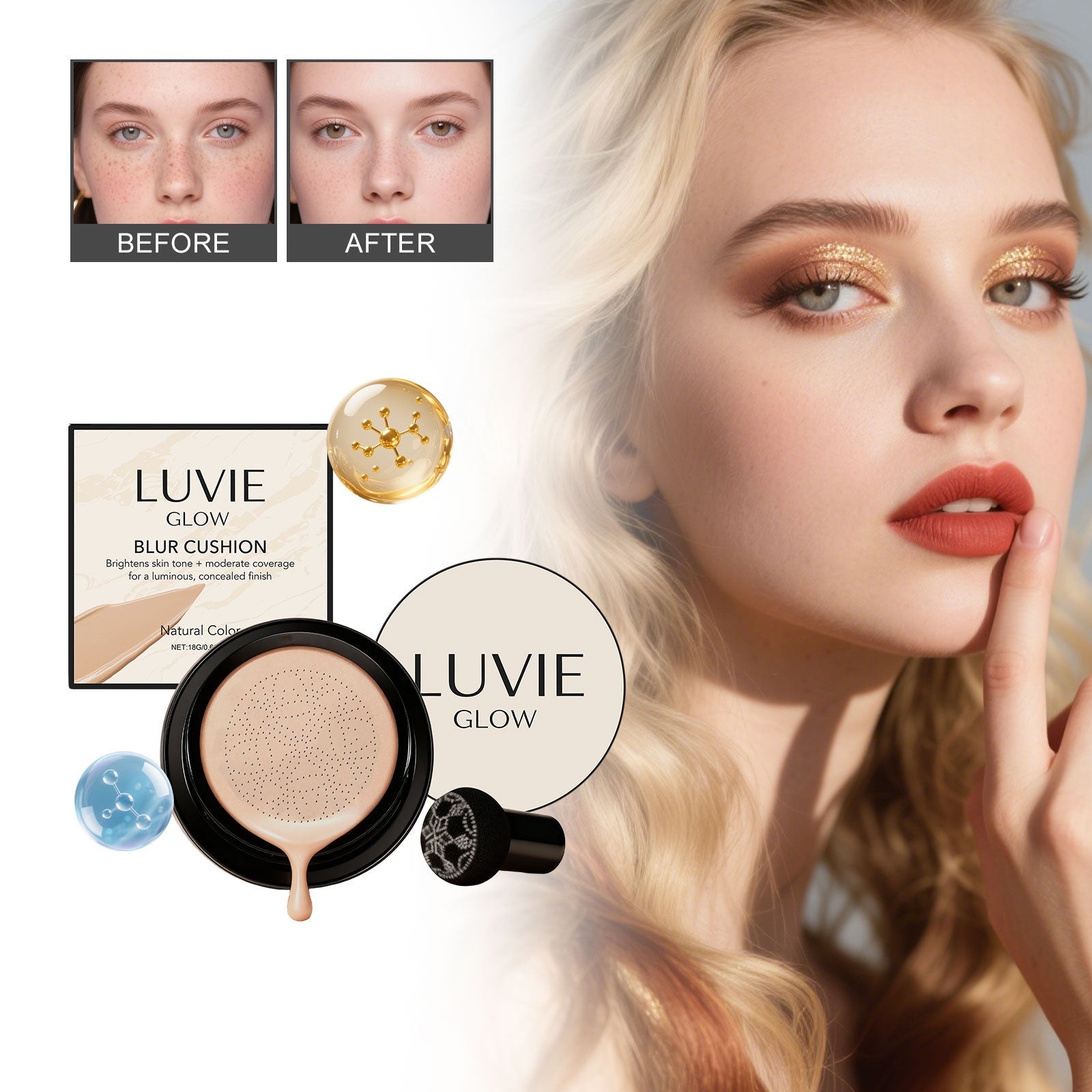 Radiant Flawless Cushion Foundation Natural Shade Tri Light Beauty