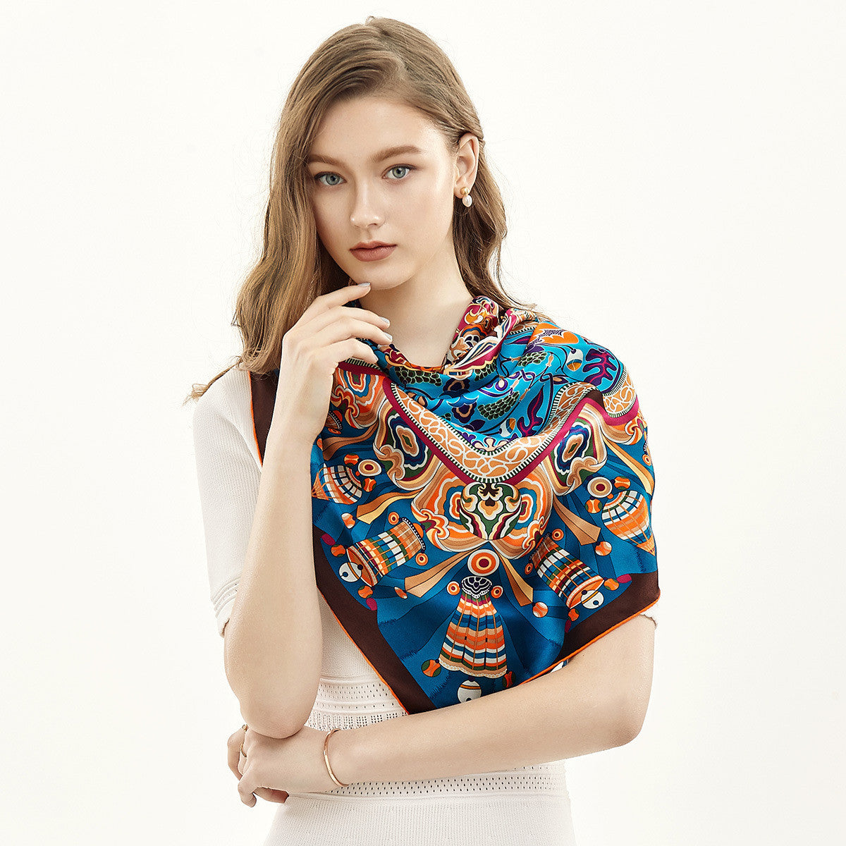 Elegant Silk Square Scarf NorixaFashion.com