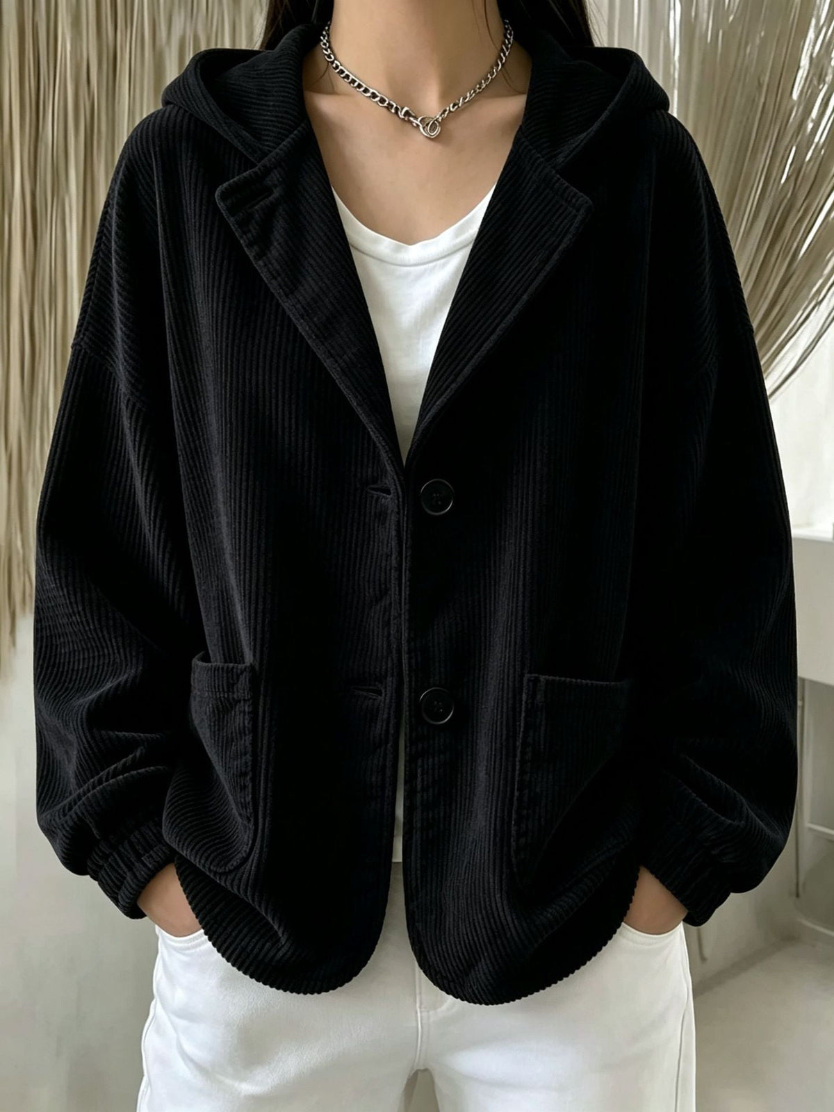 2026 Autumn Winter Cross Border European And American Women's Fashion Casual Corduroy Hooded Jacket Cardigan Sweatshirt Top NorixaFashion.com