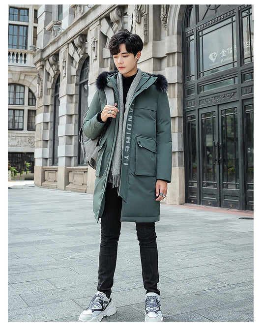 2019 Winter Stylish Long Hooded Cotton Jacket for Men Pi-Mart