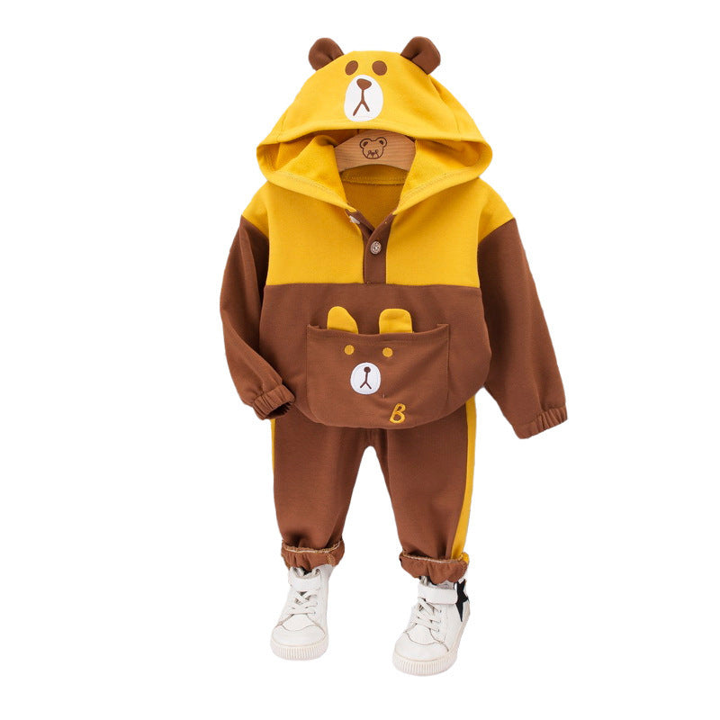 Children's hooded long-sleeved sweatshirt sports suit