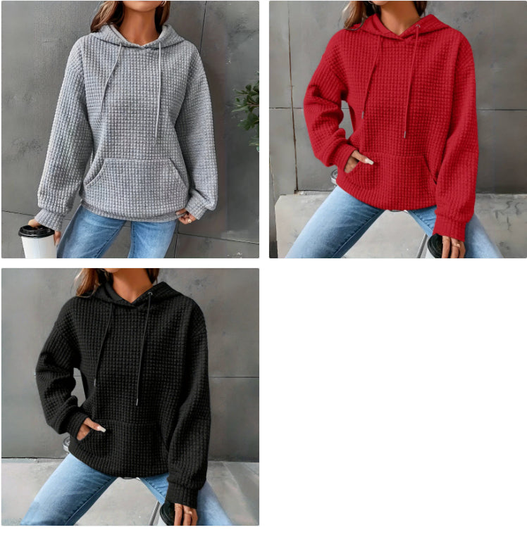 Women's Loose Fitting Hooded Long Sleeved Sweatshirt NorixaFashion.com